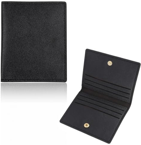 WKRTDY 1pcs Porte Cartes de Crédit Homme en Cuir, porte-cartes portefeuille ultra-mince, avec Anti-Piratage RFID et 8 Emplacements pour Cartes Bancaires - Pochette Bancaire Noir de Haute Qualité