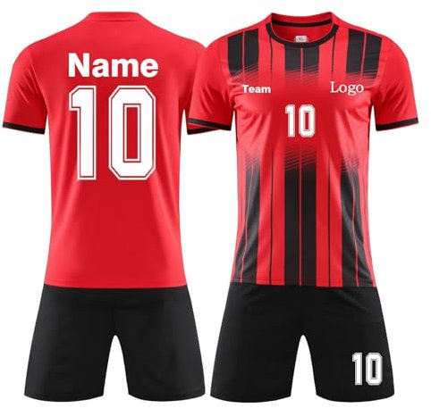 Generic Deutschland Trikot Personalisiertes Fußballtrikot, zweiteiliges Trikot und Shorts für Kinder und Erwachsene, aufgedruckte Nummer, Name, Teamlogo, Fußballtrikot mit Teamnamen