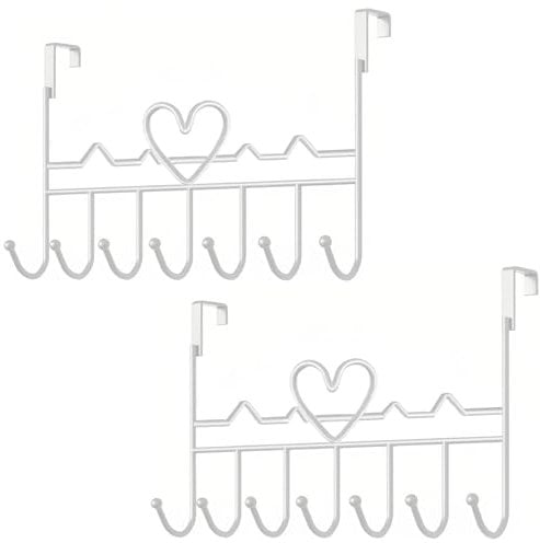 WBDXWB Over The Door Hook, Over Door Hanger for Coat, Towel, Bag, Robe (2 Pack, White)