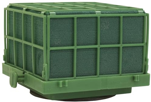 Creativery Nass Steckschaum Eckig 11x11x8cm mit Saugnapf für Auto - für Profi Floristen & Hobby Bastler - Frischblumen Steckschwamm - Blumen Steckmasse - Floristikbedarf & Autoschmuck - Grün