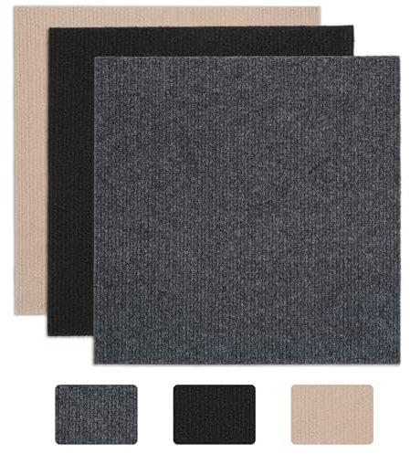 12 Stück Teppichfliesen 30x30cm Teppichfliesen Selbstklebend Rutschfeste Boden Teppich Fliesen Anti-Rutsch-Bodenbelag mit Klebbare Selbstklebend Teppichboden für Büro Haus Wohnzimmer