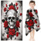 Qiqumax Totenkopf Strandtuch 90x180 cm Skull Blume Badetuch Strandlaken Handtücher 50x100cm Für Fitness Sauna Halloween Badetuch Groß 100x200cm Microfaser Handtücher Handtuch (2,50 x 100 cm)