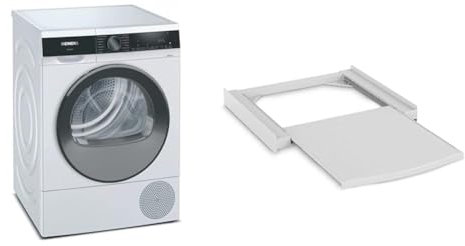 Siemens WQ33G2D40 Wärmepumpentrockner für 8 kg Wäsche & Xavax Zwischenbaurahmen mit Ausziehplatte aus Kunststoff
