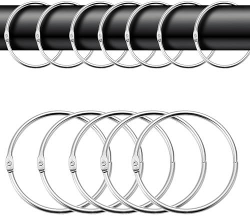 40 Stück gardinenringe zum öffnen, Rundringe Vorhang Clips, 50mm Gardinenringe, Vorhangringe für Vorhänge und Gardinenstangen-Silber