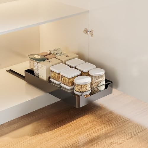 Hodeffior Organiseur de placard coulissant fixe avec film adhésif sans film - Extensible - Pour tiroir coulissant - 20 x 43 x 7 cm (l x P x H) - Noir