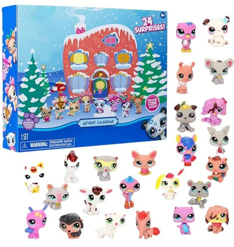 Littlest PetShop Adventskalender 2024, Lps Weihnachts Countdown Kalender Tierfiguren 2024, LPS Gen7 LITTLEST PET SHOP Spielzeug, 24 Tägiger Pet Shop Weihnachts Countdown-Kalender Für Kinder