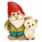 THUN, Gnomo Oliver con Volpe Bianca Perla in Ceramica di Alta Qualità, Collezione Inverno Incantato, Statuine da Collezione, Idea Regalo per Natale, 14,1 x 9,3 x 15,8 cm
