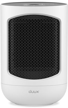 Duux Zone Personal Fan Heater, 1500W Portable Electric Heater, Ceramic Heater Element, 3 Heat and 1 Cool Settings, 60 Degree Oscillation, Mini Tabletop/Desk Heater, White, DXCH43UK