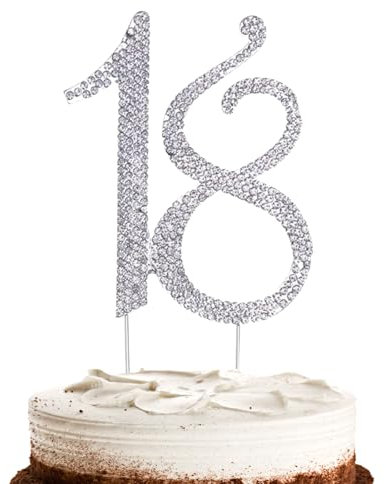 Hugwish Tortendeko 18 Geburtstag Mädchen, 18th Birthday Cake Topper Decorations, Nummer Cake Topper Zahlen 18 Strass Kuchendekoration, Kuchenstecker 18 Für Mädchen Birthday Oder Hochzeitstage