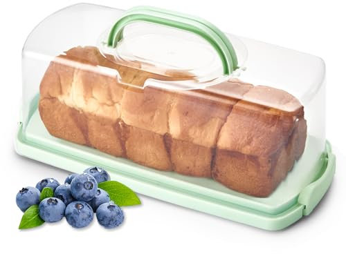 Ohuhu Cake Carrier Rectangular, Cake Container with Lid and Handle, Cake Box for 33 x 13 x 9.5 cm Loaf Cake, Cake Storage Container Loaf Pan, Great Gift for Women