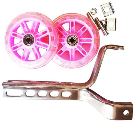 Ronyme 2 Stück Fahrrad-Stützräder Hilfsräder Praktisches Flash-Stumm-Zubehör Hinterräder Kinderfahrrad-Stützräder, Rosa