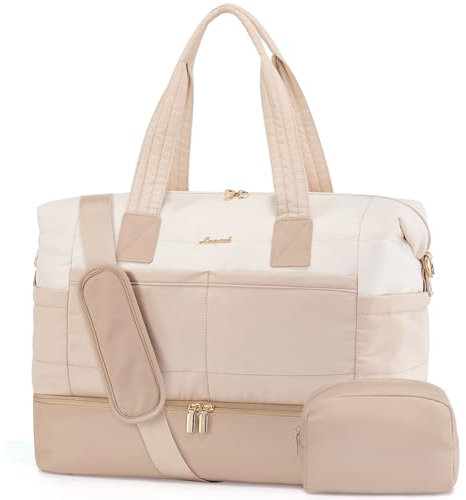 LOVEVOOK Reisetasche Damen, Puffer Weekender Handgepäck Tasche Kliniktasche Geburt Krankenhaustasche, Leicht Große Travel Duffle Bag mit Schuhfach & Nassfach, Sporttasche für Flugzeug Reise Gym