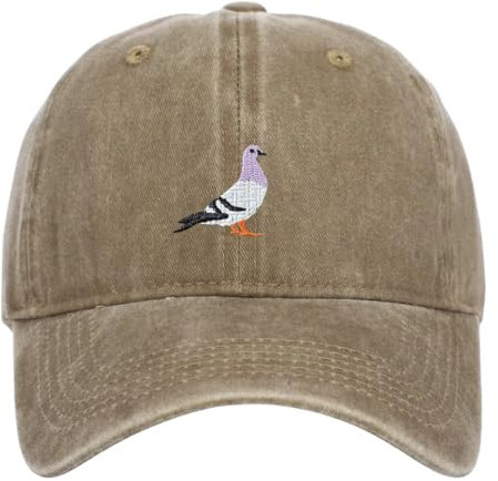 Generisch Vintage Baseball Cap mit Tauben-Stickerei, Verstellbar 56-58cm, Beige