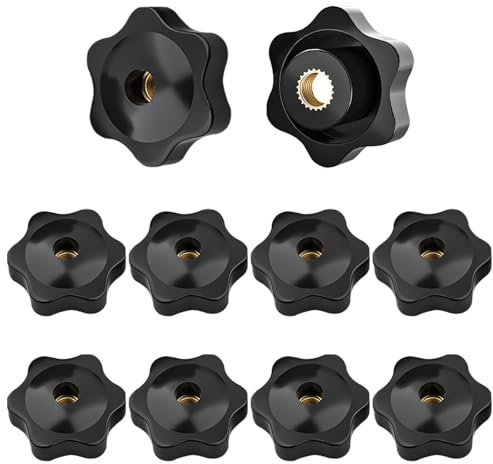 Lvjkes 10 Stück Sterngriffmutter M10, Flügelschraube Durchgehende Bohrung Kupferseele Äußerer Durchmesser 38 mm, Rändelmutter Geeignet für Industrieanlagen, Elektrotechnik, Transportgeräte