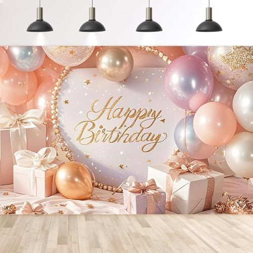 Torytoe Pancarta Feliz Cumpleaños, 110 X 180CM Happy Birthday Banner Fondo de Fiesta de Cumpleaños para Niñas y Mujeres