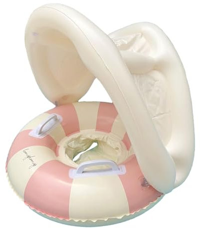 Flotador para bebé, manguitos de natación inflables con protección solar, neumáticos de natación de ajuste seguro con toldo de sol retro para jardín niños pequeños