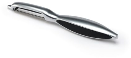 QULINART Paring Knife 3-in-1 Stainless Steel Peeler with Serrated Straight and Julienne Blades for Fruit and Vegetables, Multifunctional Peeler with Soft Touch Handle, Dishwasher Safe - Grey/Black