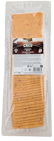 WYKE Spicy-CHEDDAR-KÄSE 38 Scheiben 2x 980g Großpackung cheddar cheese leicht scharf englischer Hartkäse ideal zu Toasties Burger Sandwiches Wraps Saucen Käseplatten