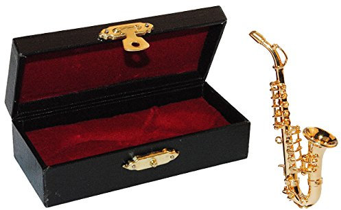 alles-meine.de GmbH 2 TLG. Set Saxophon mit Kasten - Metall Miniatur - Maßstab 1:12 - Puppenstube Musikinstrument Instrument - Instrumente