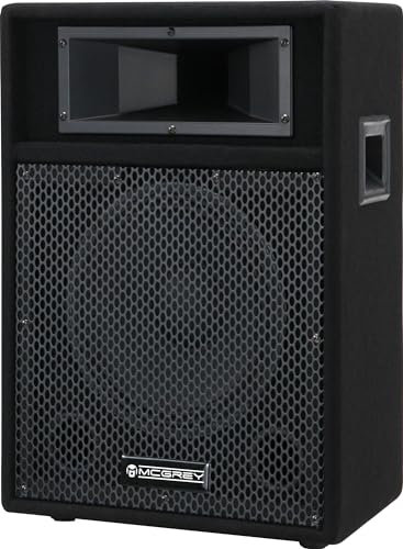 McGrey PA-110 10/2 Passive DJ PA Lautsprecher Box (2-Wege, Trapezform, 50/100/200 Watt RMS/Musikleistung/Peak, 10 Speaker, 2 Piezo-Hochtöner, SPK- und 6,35 mm Klinkenanschlüsse) schwarz
