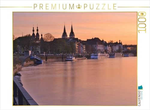 Puzzle · Koblenz | Moselufer und Altstadtsilhouette leuchten romantisch im Abendrot · 1000 Teile · Lege-Größe 64 × 48 cm · CALVENDO Puzzle