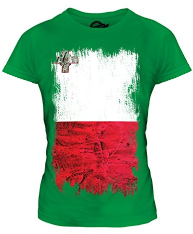 Candymix Malta Bandiera del Grunge T-Shirt da Donna Maglietta, Taglia Medium, Colore Verde