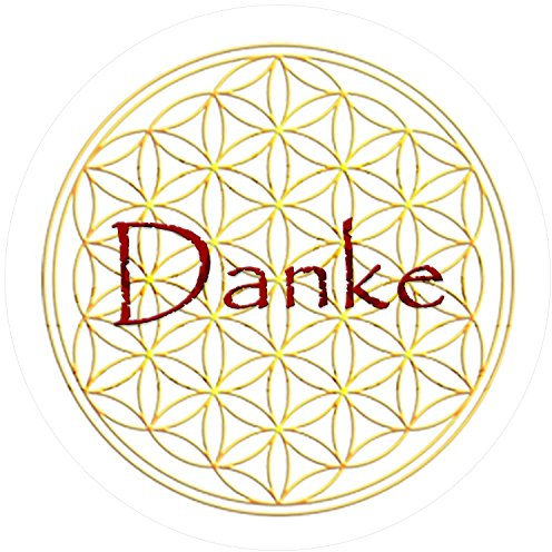 atalantes spirit Blume des Lebens 1000 Stück - Aufkleber Danke Größe 3cm - Lebensblume Etiketten, Sticker selbstklebend