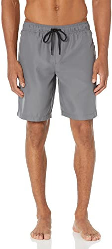Amazon Essentials Shorts da Bagno da 23cm con Fodera Interna in Rete, Tasche, Chiusura con Coulisse Uomo, Carbone, L