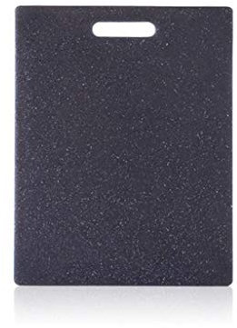 Plastic Chopping Board, Unique Marble Appearance Design TPR Material Dishwasher Safe for Cutting Meat Vegetables Fruits, 14 x 10.8 inch, Black
