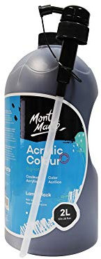Mont Marte Acrylfarbe Schwarz – 2L Flasche – Ideal für Acrylmalerei – Brillante Lichtechte Farbe mit großer Deckkraft