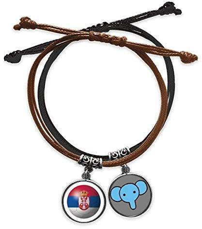 FuÃŸball der Nationalflagge Serbiens Armband Seil Handkette Leder Elefant Armband