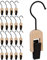 Relaxdays 30 x Klemmhaken gummiert, Kleiderklammer mit Haken, für Tücher, Mützen, Klammerhaken Set aus Holz & Eisen, schwarz-Natur