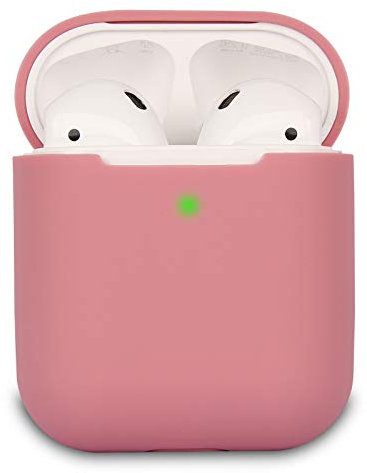 KOKOKA Schutzhülle Hülle Kompatibel mit AirPods 2, Silikon Schutzhülle Hülle für AirPods 2, LED an der Frontseite Sichtbar, Bean Pink
