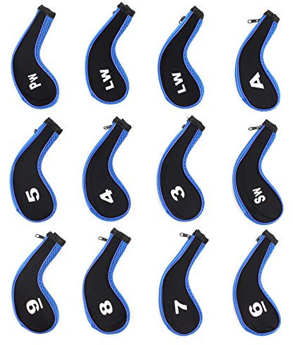 Yuhtech 12 Pcs Golf Iron Head Cover Club Heads Protector Wedge Headcovers with Zip, Number Print Golf Iron Covers