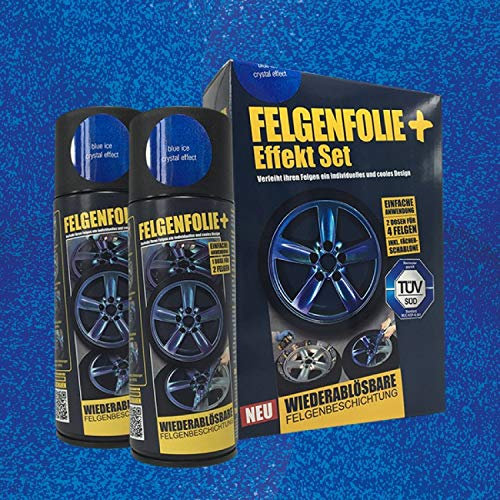 mibenco FELGENFOLIE+ Effekt Set, 2 x 400 ml, Kristalleffekt, Blue Ice Crystal Effect (€ 3,75 / 100 ml)