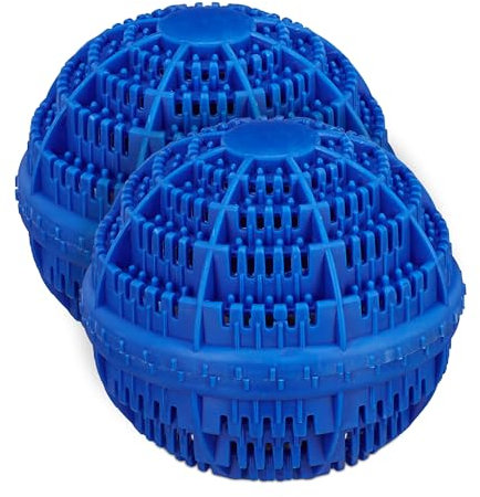 Relaxdays Waschball 2er Set, Waschkugel für Waschmaschine, Waschen ohne Waschmittel, umweltfreundlich, Wäscheball, blau, 10035396