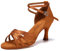 RUYBOZRY Scarpe da Ballo Latino Americano Donna in Raso Scarpe Ballo Salsa da Sala Modello-802QB,Tacco-7cm,Marrone,EU 40