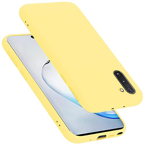 Cadorabo Hülle kompatibel mit Samsung Galaxy Note 10 Hülle Silikon Handyhülle für Galaxy Note 10 Case aus flüssigem Silikon- Kratzfeste und stoßfeste dünne TPU Schutzhülle - Liquid GELB