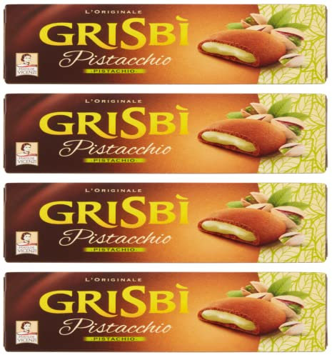 Vicenzi Grisbi Galletas italianas de corteza corta rellenas con crema de pistacho 5 oz 150 g, paquete de 4