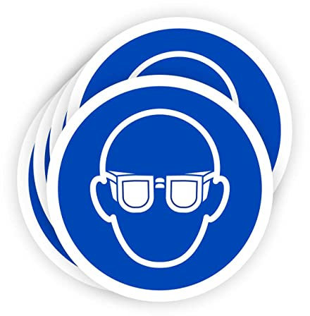 Pegatina Obligación Gafas Protectoras 5 ud de 14cm Adhesivo Señalización Laboral Industrial Epis (14 cm, 04 GAFAS)