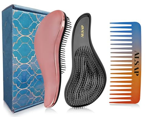 ALSAP Detangle Hair Brush – Ideal Hairbrush for Adults & Kids – Easy to Hold hairbrush for curly hair, Wet, Dry & Straight Hairs – Detangler Hair Brush Women & Men (Rose Gold)