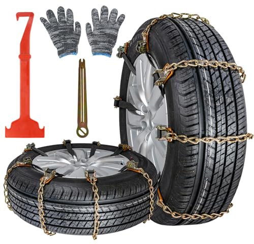 Ninonly Universal Schneeketten für Auto 8Pcs - Anti-Rutsch Gürtel für Reifen, Sicherheit Reifenketten für Auto/SUV, Reifenbreite 165mm-265mm/6.5-10.4