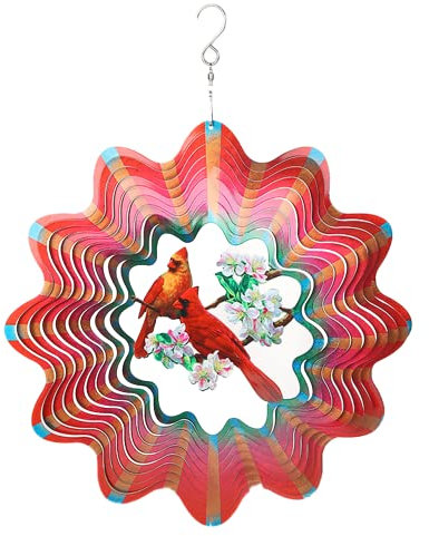 TFANUO Hummingbird Windspiel 3D für drinnen und draußen, Gartendekoration Basteln Ornamente Edelstahl Windspiel Geschenke 30,5 cm (ROT)