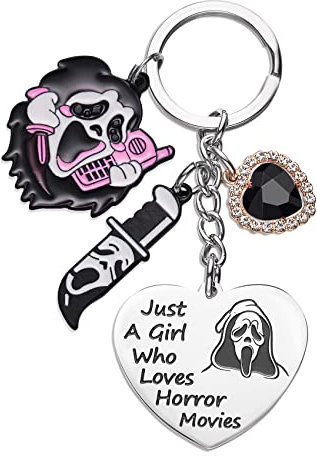 Melix Home Scream Merchandise Ghostface Schlüsselanhänger Horror Film Geschenke für Teenager Mädchen Tochter Frauen Geburtstagsgeschenk Schlüsselanhänger, Ghostface-Schlüsselanhänger, 38