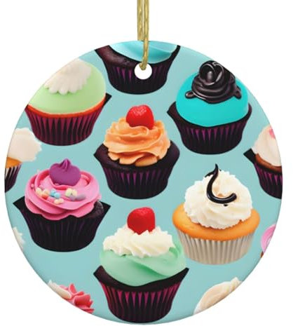 Bunte Cupcakes Keramik Weihnachtsschmuck Runde hängende Partydekorationen