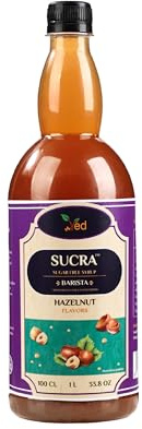 Sirope Premium 1L para Café y Cócteles, sin azúcar sabor, Vegano, Sin Gluten y Sin Grasa. (1L, hazelnut)