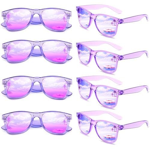 FSMILING Lot De Lunettes De Soleil Violet Pack Lunettes De Fête Lunettes Couleur Pour Femmes Hommes Adulte Evjf Fête D'anniversaire, Festival, Carnaval (8 Pack)