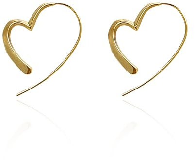 GoldenPlayer Ohrringe, Damen Ohrringe, 925 Silber Nadel, Creolen mit Ohrringbox, Herzförmig, Gold, 2 Stück
