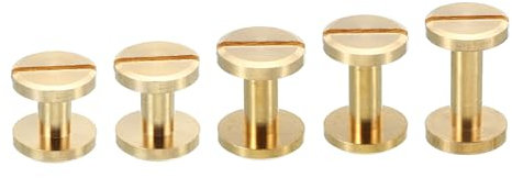 PATIKIL 50 Sets Chicago-Schrauben, M4 Chicago-Schraube mit Schlitz, Buchschrauben, Niete, Messingbefestigungselemente für Ledergürtel, Scrapbook-Fotoalben, 4mm, 6mm, 8mm, 10mm, 12mm