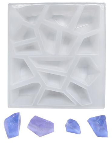 BIGEBO Moules en silicone pour résine en pierre précieuse, moules en cristal multi-facettes pour résine époxy, quartz, bijoux, bougie, savon, glaçons, argile polymère, porte-clés, pendentifs en résine
